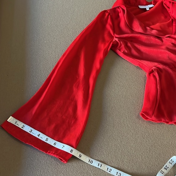 L'Academie Red Sexy Low Cut V “The Russell” Blouse- XS - Picture 11 of 14
